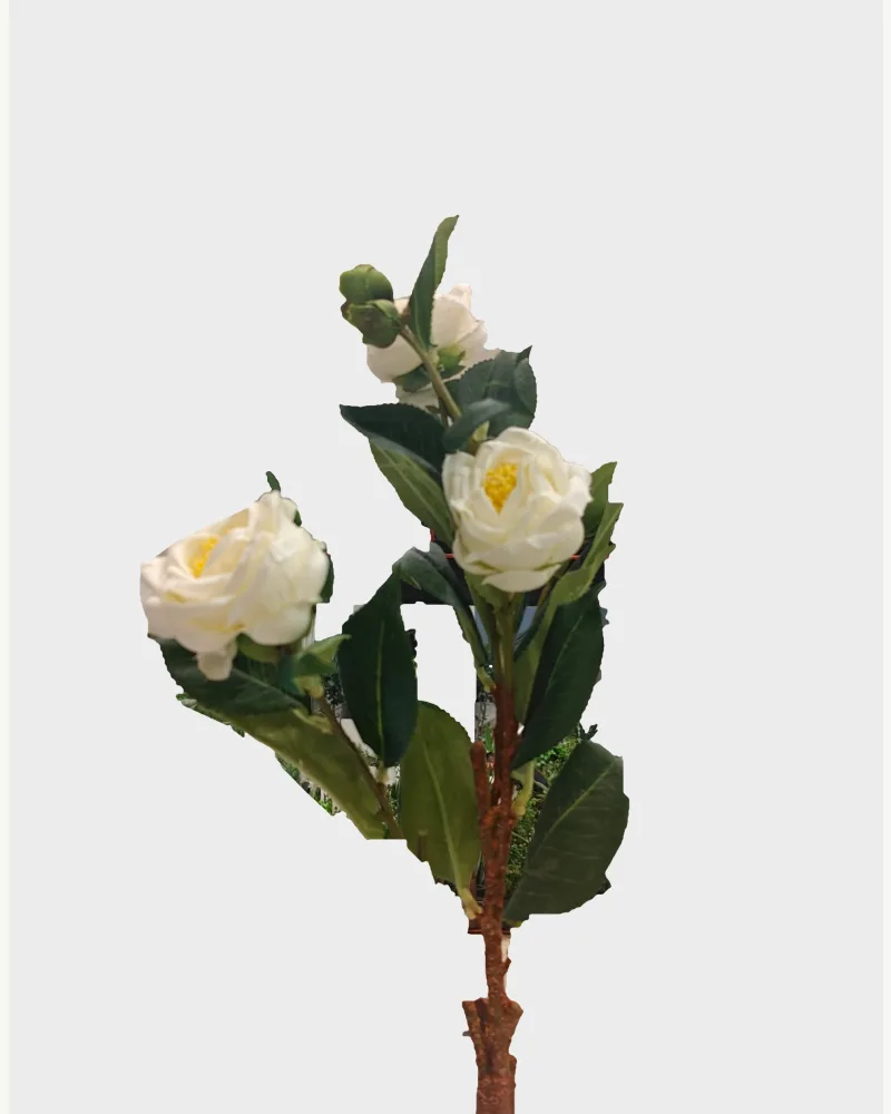 Artificial Flower White Camellia Branch #53463
